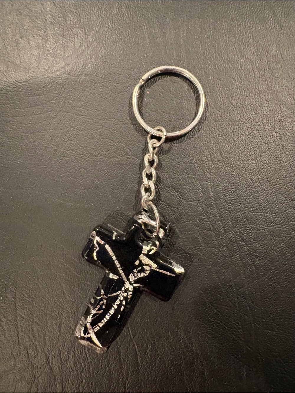 Black Cross Keychain with Silver Accent - Men Accessories